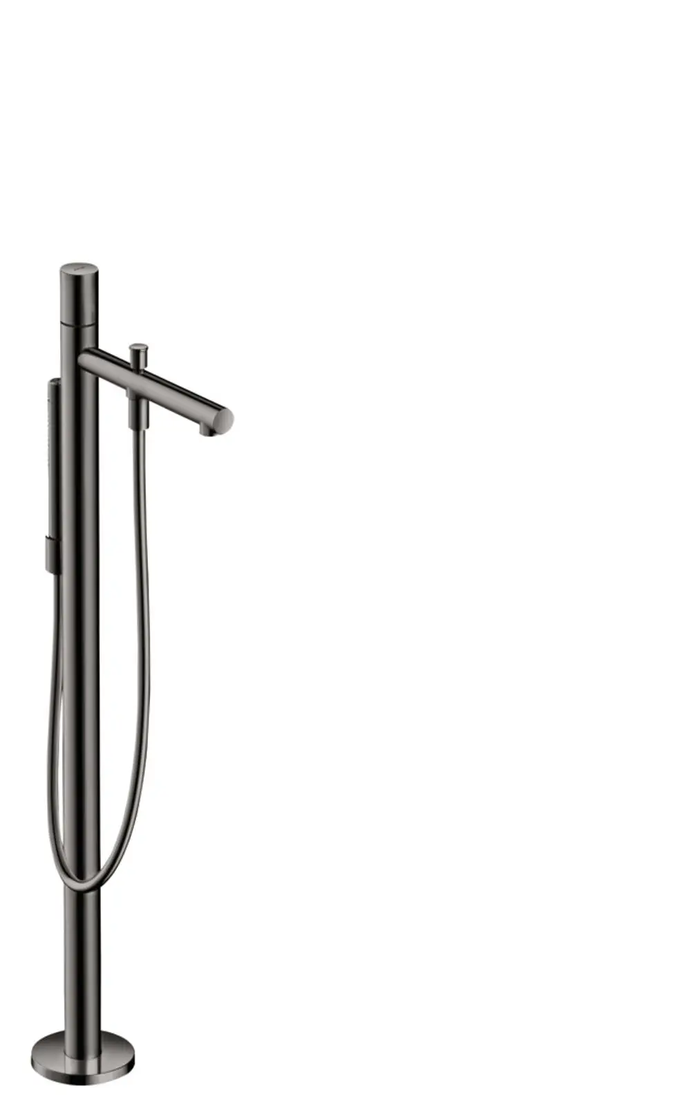 Bodenstehender Einhebel-Wannenmischer in Polished Black Chrome von AXOR mit Handbrause und ohne sichtbaren Griff.